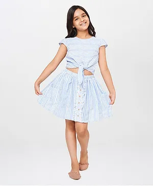 Global Desi Girl Striped Skirt - Blue