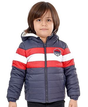 Babyhug Full Sleeves Hooded Padded Jacket - Navy