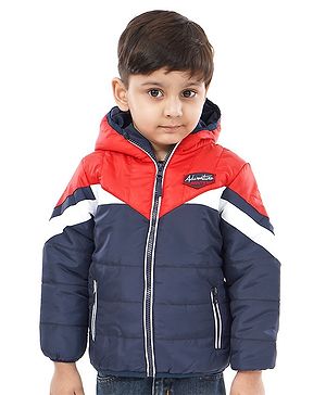 Babyhug Full Sleeves Jacket Adventure Patch - Red Blue - 6-9M Red