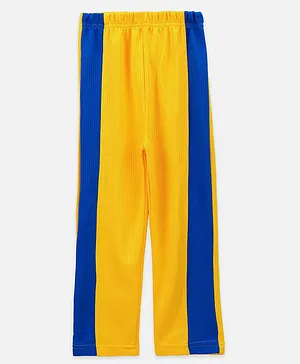 Lilpicks Couture Full Length Colour Block Pattern Track Pants - Yellow & Blue