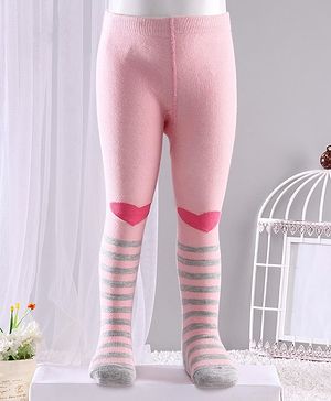 Cute Walk by Babyhug Anti-bacterial Footed Tights Heart Design - Pink