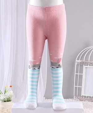 Cute Walk by Babyhug Anti-bacterial Footed Tights Bunny Design - Pink