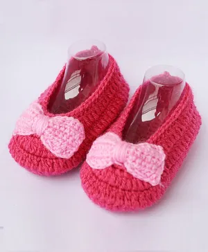 Woonie Bow Design Handmade Booties - Pink