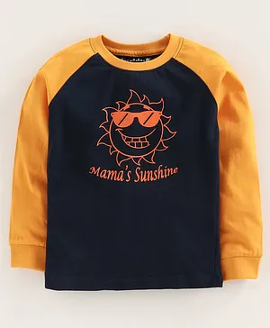 Snowflakes Raglan Full Sleeves Sun Print T-Shirt - Navy Blue
