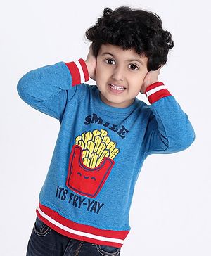 Babyhug Full Sleeves Sweatshirt Fries Print - Blue