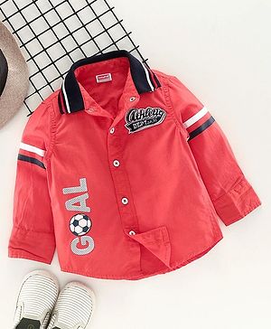 Babyhug Full Sleeves Shirt Athletic Patch - Red