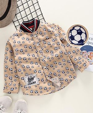 Babyhug Full Sleeves Shirt Football Print - Brown