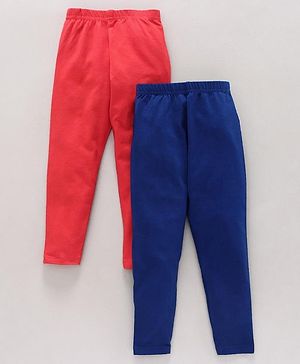 Babyhug Full Length Solid  Leggings Pack of 2  - Navy Blue Red