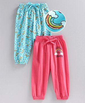 Babyhug Full Length Lounge Pants Pack of 2- Pink Blue