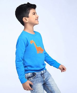 Kookie Kids Full Sleeves Sweatshirt Dino Print - Blue