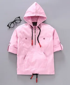 Rikidoos Full Sleeves Solid Hoodie - Pink