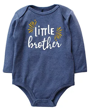 Kadam Baby Full Sleeves Lil Brother Printed Onesie - Blue
