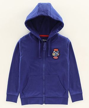 Pine Kids Full Sleeves Hooded Biowashed Sweat Jacket - Blue