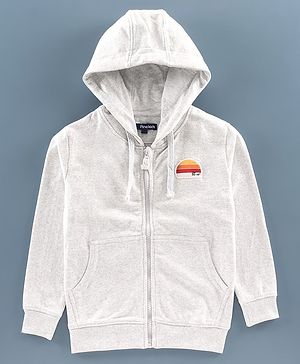 Pine Kids Full Sleeves Biowashed Hooded Sweatjacket - Grey
