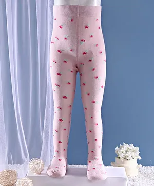 Mustang Footed Tights Floral Design - Pink
