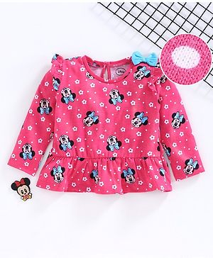 Babyhug Full Sleeves Top Minnie Mouse Print - Pink