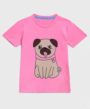 KIDSCRAFT Half Sleeves Dog Printed Tee - Light Pink