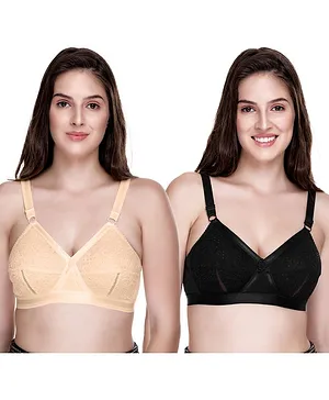 Sona Solid Full Coverage Non Wired Non Padded Pack Of 2 Bra - Multi Color