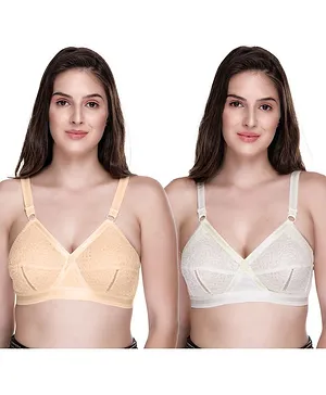 Sona Solid Full Coverage Non Wired Non Padded Pack Of 2 Bra - Multi Color