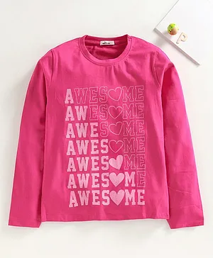 Adams Kids Full Sleeves Awesome Printed Tee - Pink