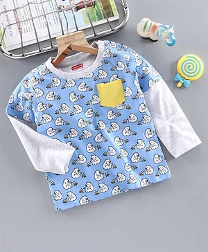 Babyhug Doctor Sleeves Tee Polar Bear Print - Blue