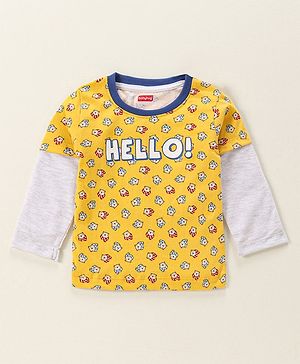 Babyhug Doctor Sleeves T-Shirt Teddy Print - Yellow - 12-18M Yellow