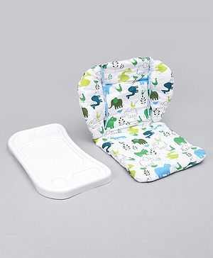 Babyhug Food Tray and Cushion Set Elephant Print - Green Blue Babyhug Food Tray and Cushion Set Elephant Print - Green Blue