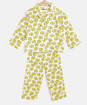 Nauti Nati Full Sleeves Printed Night Suit - Yellow