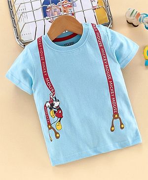 Babyhug Half Sleeves Tee Mickey Mouse Print - Blue