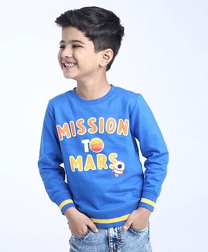 Babyhug Full Sleeves Sweatshirt Mission To Mars Print - Blue