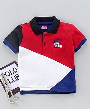 Babyhug Half Sleeves Tee Surf Rider Embroidered - Red - 4-5Y Red