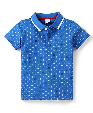 Babyhug Half Sleeves Tee Allover Print - Blue