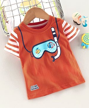 Babyhug Half Sleeves Tee Fish Print - Orange