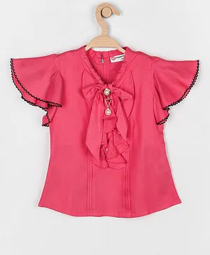 Peppermint Half Sleeves Fitted Silhouette Solid Top - Pink