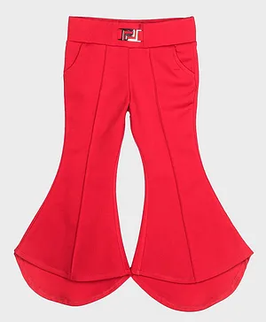 Peppermint Fitted Silhouette Solid Full Length Pants - Red