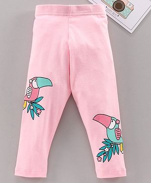 Babyhug Full Length Leggings Bird Print - Pink