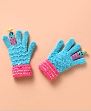 Babyhug Hand Gloves Zig Zag Design - Pink & Blue