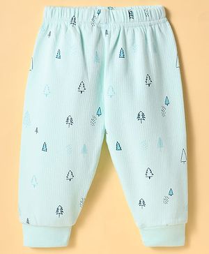 Ollypop Full Length Tree Printed Thermal Wear Pant - Turquoise