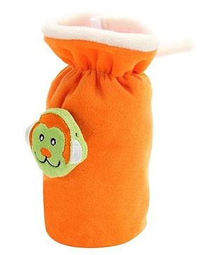 Babyhug Velour Plush Bottle Cover Monkey Motif Large -  Fits upto 330 ml