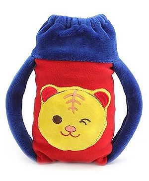 Babyhug Velour Plush Twin Handle Bottle Cover Medium - Tiger Motif