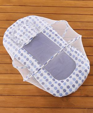 Babyhug Cherry Print Gadda Set With Mosquito Net - Blue