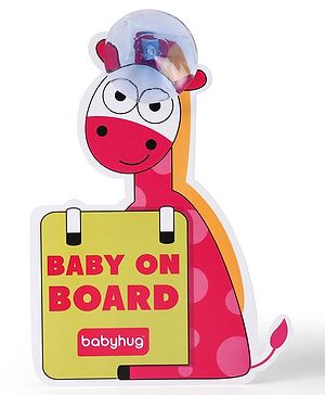 Babyhug Baby On Board Sign Giraffe - Red