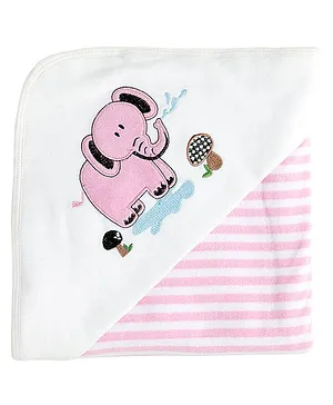 My Milestones Premium Hooded Towel Stripe Pattern - Pink