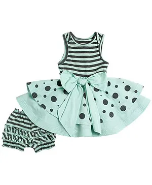 Baby Peony Dress Set - Aqua