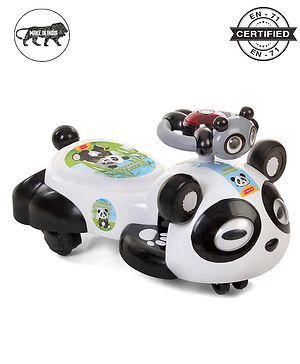 Babyhug Panda Gyro-Swing Car With Steering Wheel - Black & White