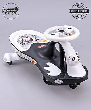 Babyhug Baby Panda Gyro Swing Car With Steering Wheel - Black & White