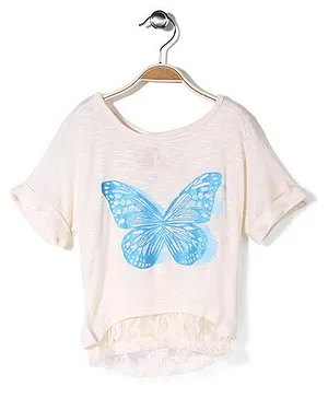 Cutie Patootie Butterfly Printed Top - Off White