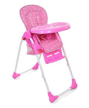 Babyhug Easy Diner High Chair With 5 Adjustable Heights & 3 Level Seat Recline - Pink