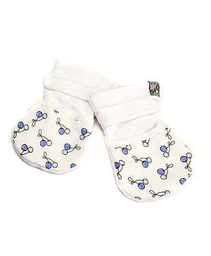 Mi Dulce An'ya Organic Cotton Mittens Cherry Print - Blue
