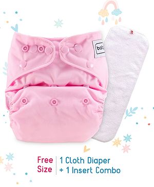Babyhug Free Size Reusable Cloth Nappies With Insert - Pink